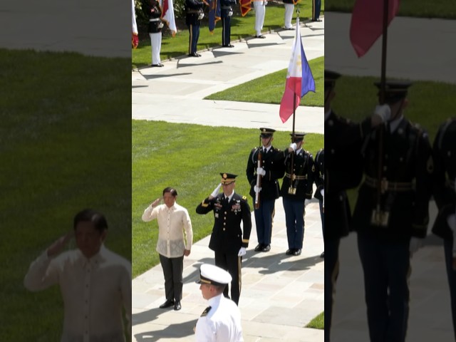 Philippine President Ferdinand Marcos Jr. places a wreath at the Tomb of the Unknown Soldier
