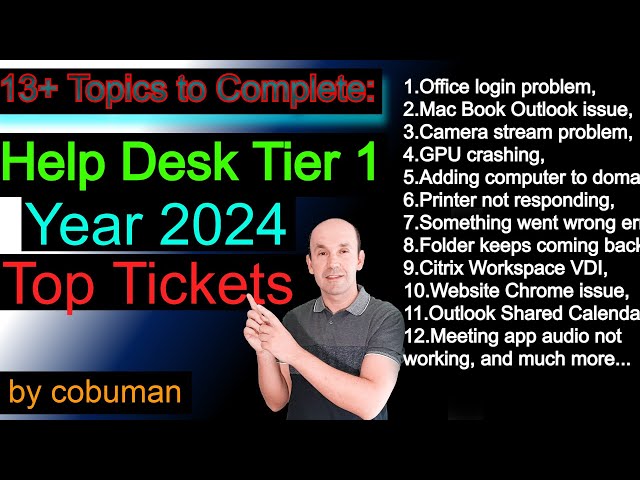 Top Trouble Tickets for Help Desk, Year 2024 Training Video Crash Course