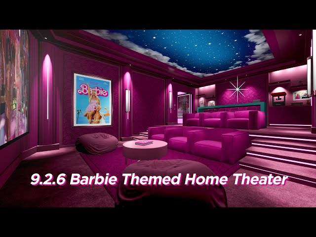 Barbie Themed Home Theater, 200" Screen, 4K Laser Projection, 9.2.6 Dolby Atmos.