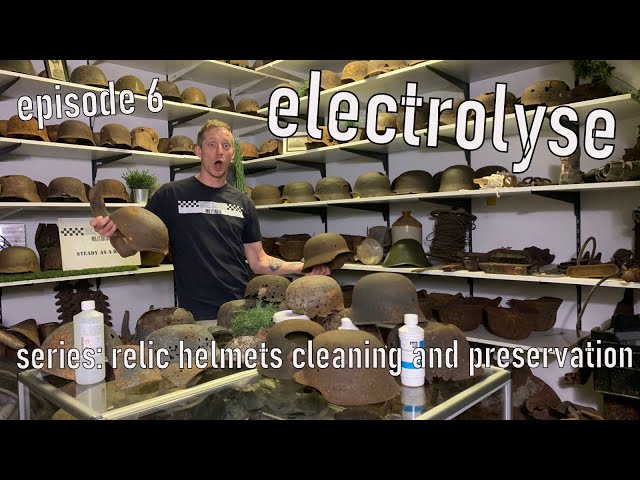 Episode 6 relic helmets cleaning with Electrolyse and Rocksteady militaria #relics  #rust #electric
