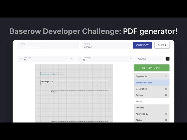 Baserow Challenge: PDF generator