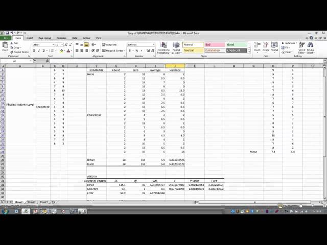 How to Use Excel-ANOVA Two Factor without Replication