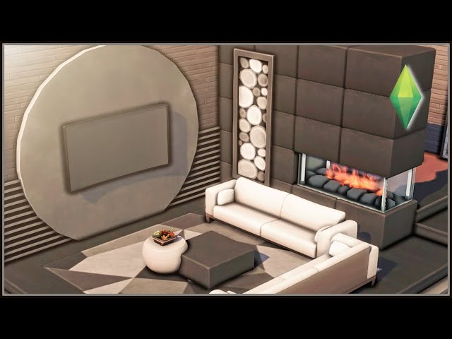 NoCC Double Fireplace! - Sleek Living Space Speed Build - The Sims 4 (no mods)
