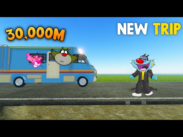 WE DOING NEW TRIP ON MAX SPEED IN LONG DUSTY ROAD in Roblox (SECRET 30,000M)!!!😱=💀 (Roblox ft.Oggy)