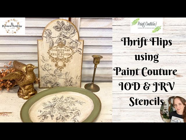 Thrift Flips using Paint Couture | Using Embossing & Crackle Mediums | Metallic Paints | IOD Stamps