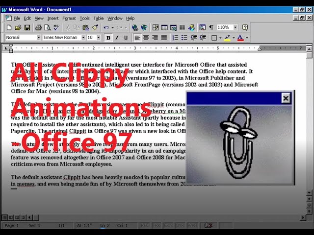 Original Clippy Animations in MS Office 97