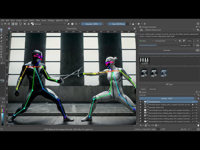 Pose Editor for precise Control - AI painting in Krita
