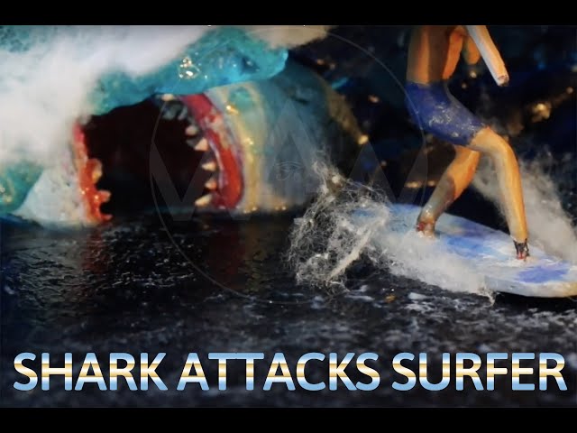 DIY Megalodon Shark attacks the surfer diorama - The meg resin arts / Sculpture shark