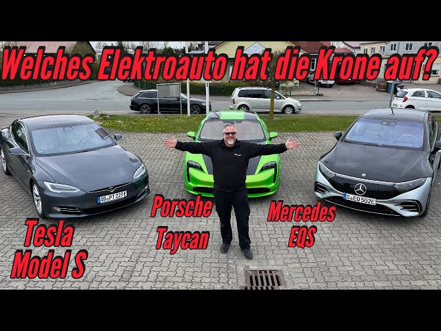 Wer ist der Elektro King?: Porsche Taycan, Tesla Model S und Mercedes EQS