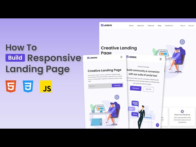 Build a responsive landing page with html css javascript| Responsive Web Design.
