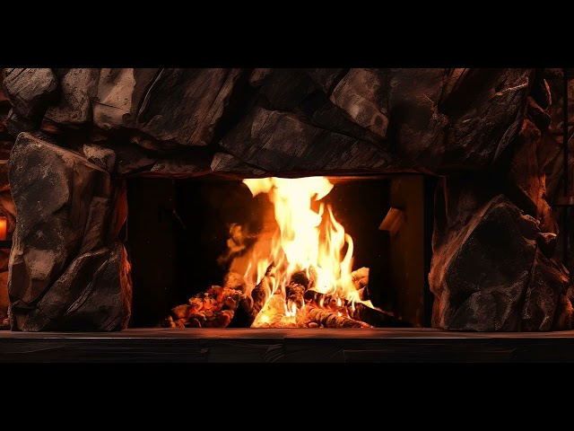 Rock Fireplace: Crackling Fire and Cozy Ambiance | Study or Sleep With this Sound | White Noise