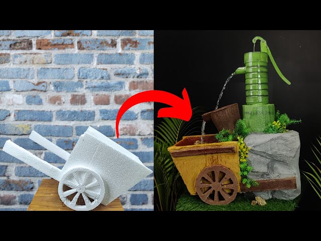 Best Creative Fountain Made with Plastic Container and Styrofoam | DIY Cement Fountain