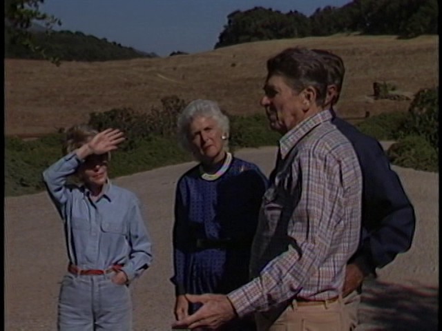 President Reagan meeting with George Bush at Rancho Del Cielo on August 14, 1985