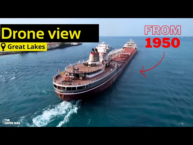 Drone video of cargo ship 'WILFRED SYKES' at Port Huron, Michigan - Shipspotting 2024 !