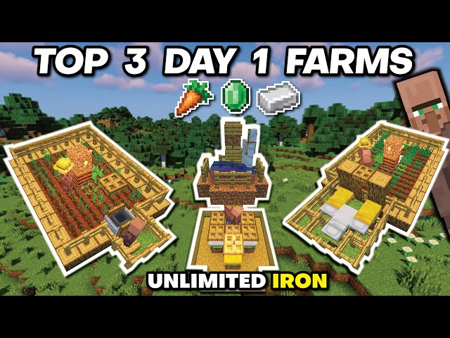 TOP 3 DAY 1 FARMS MINECRAFT - No Redstone