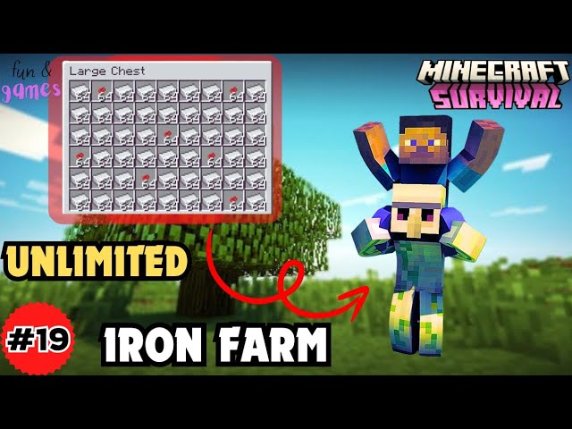 I BUILD UNLIMITED IRON FARM in MINECRAFT MOBILE SURVIVAL SERIES EPISODE 19.....