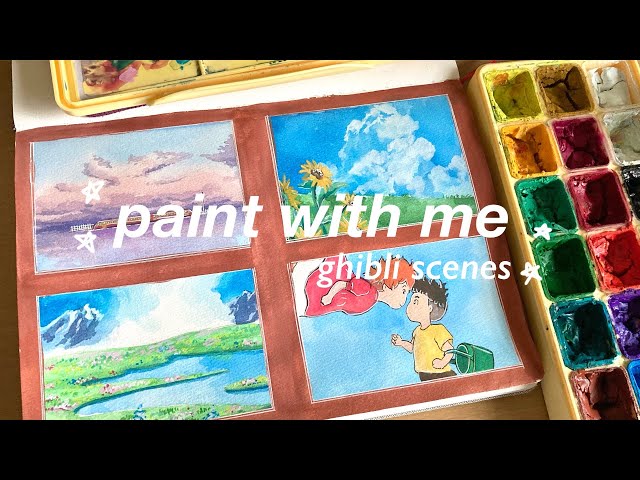 paint with me ep. 3 // tiny ghibli paintings with watercolor and gouache