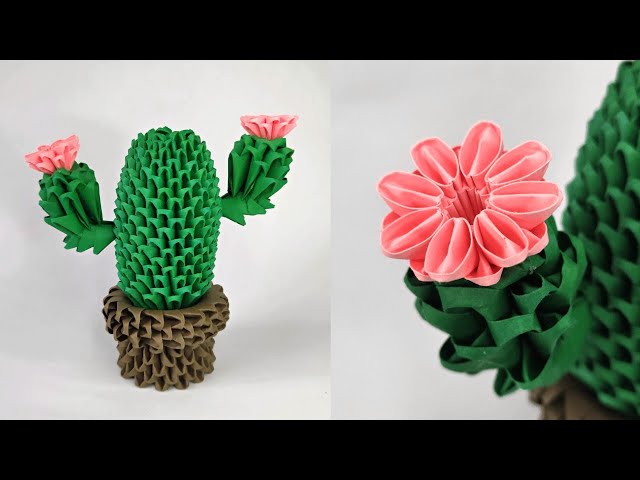 3D Origami CACTUS | How to make a modular cactus