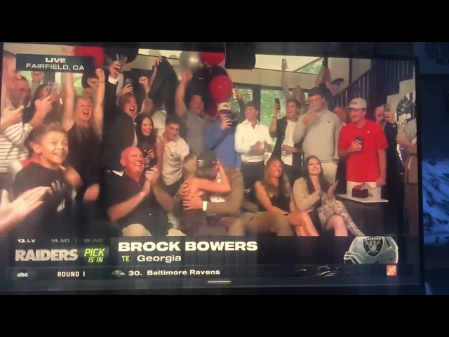 BROCK BOWERS goes at 13 to the RAIDERS!!! Live fan REACTION