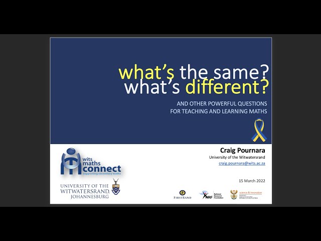 What’s the same? What’s different? A webinar on variation, examples, tasks and much more