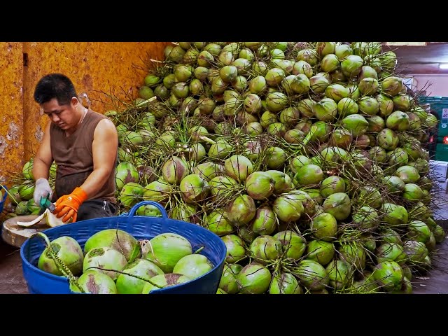 Fantastic！Coconut Cutting Master and  Fresh Coconut Water Making/驚人的！椰子切割技巧, 椰子加工廠