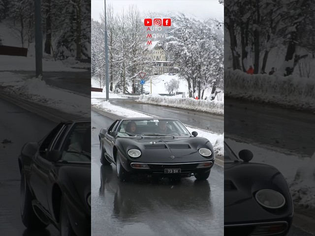 Beautiful Lamborghini Miura SV in a snowy St. Moritz