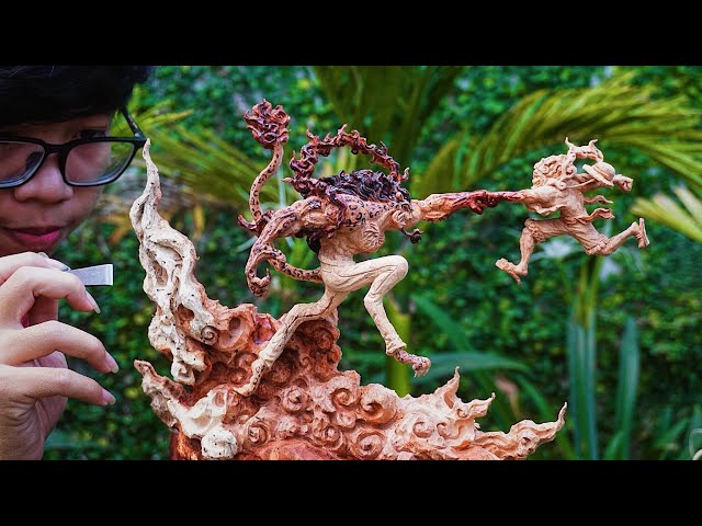 One Piece: LUFFY Gear 5 vs LUCCI  - Wood Carving ASMR - Extremely ingenious Woodworking Skill