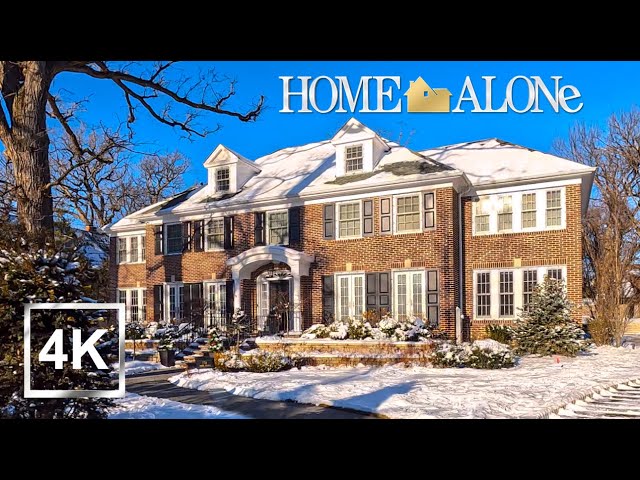 4K Home Alone House - Walking Tour in Winnetka - ASMR - Crisp Snow - USA