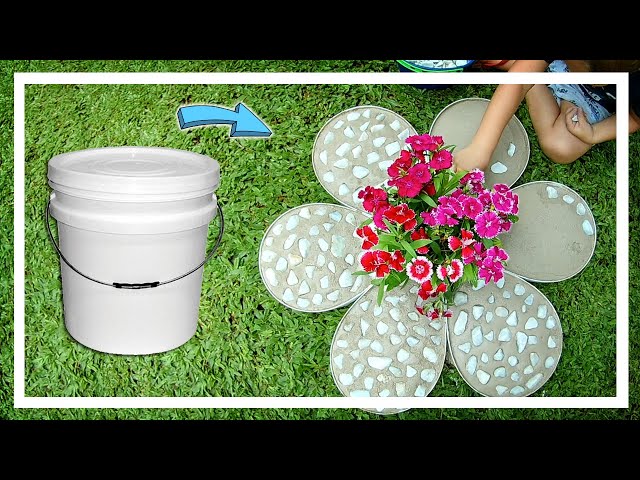 💚Garden decor with bucket / Crafts with cement / Recycling