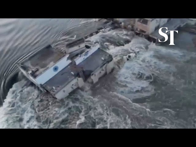 Breached dam in Ukraine's south unleashes floodwaters