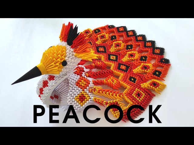 3D origami LARGE PEACOCK | How to make a modular peacock