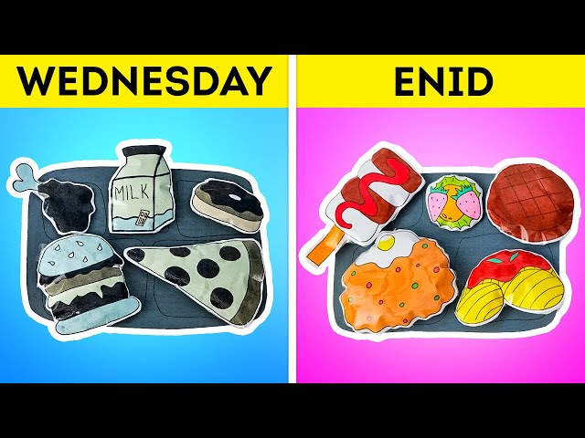 Paper Food For Wednesday and Enid 💖🖤 DIY Games From Paper