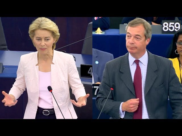 Farage and von der Leyen clash at nomination vote