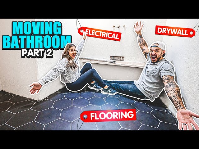 Couple Relocates Entire Bathroom Together (PT.2) | DRYWALL, ELECTRICAL & TILE