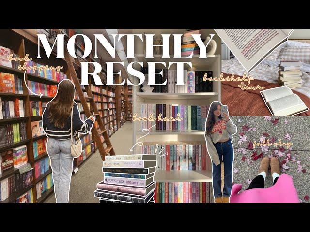 monthly reset vlog 🍂💌🕯️ book unhaul, shopping at barnes, bookshelf organization, planning + more!