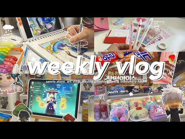 weekly vlog 💌 stationerypal haul, going out, playing genshin impact, drawing