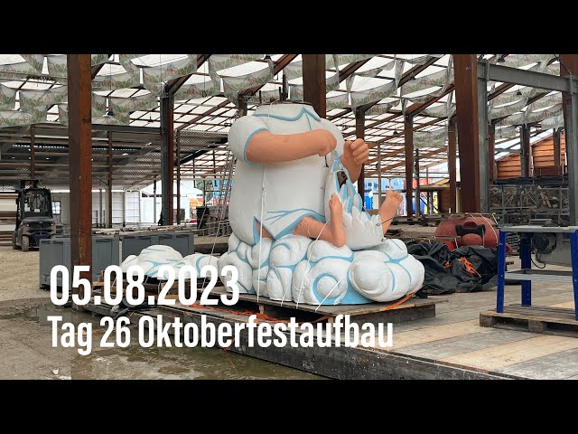 Oktoberfest-Aufbau 2023: Tag 26 des Aufbaus 05.08.2023 (Samstag)