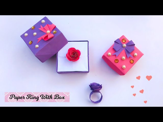 How to make Beautiful Rose Ring / DIY Paper Rose Ring / Easy paper ring with box
