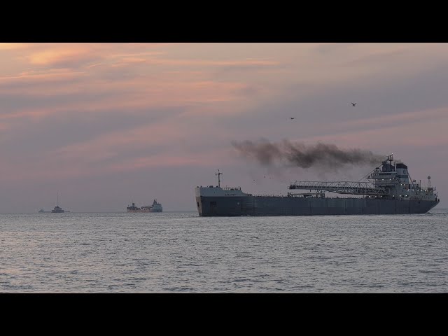 Ships Great Lakes Freighters at Cleveland Ohio : Herbert Jackson Calumet American Courage Cuyahoga
