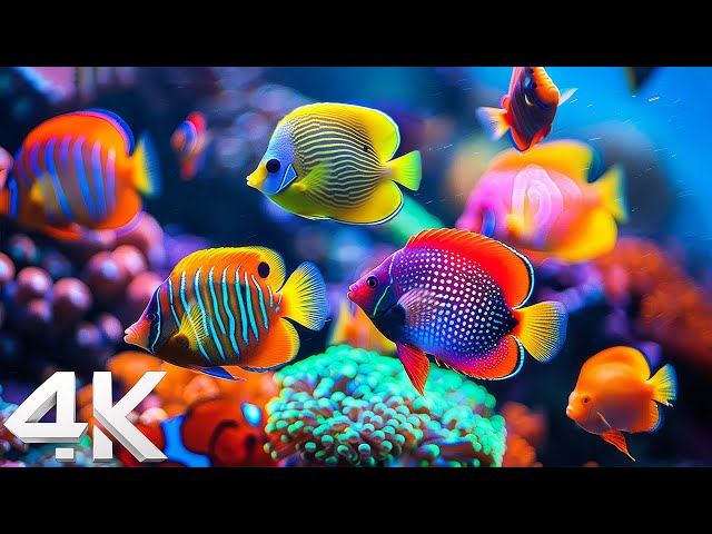 Beautiful Coral Reef Fish 4K (ULTRA HD) - Tropical Fish, Coral Reefs - Reduce Stress And Anxiety
