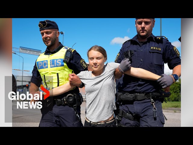 Greta Thunberg forcibly removed by police at climate protest — again