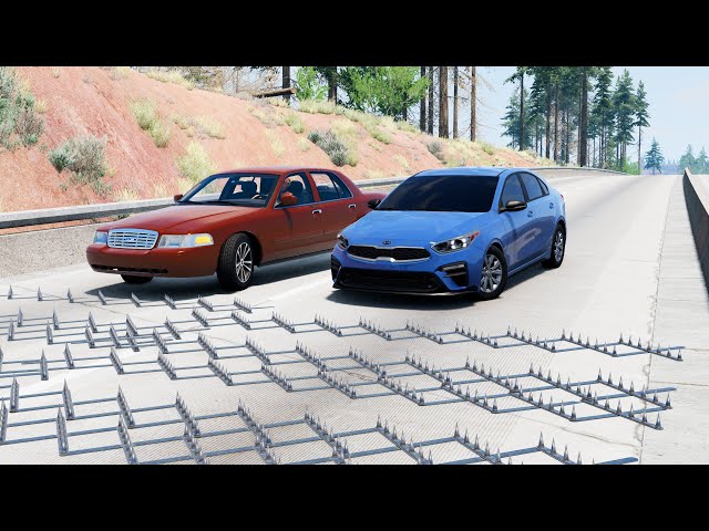 Cars vs Spike Strip #38 – BeamNG Drive
