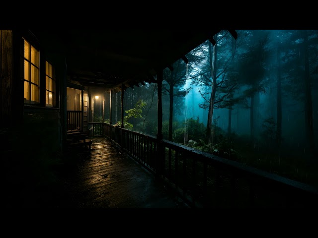 Deep Forest Rain at your Cozy Cabin at Night | Varying Rain Sleep Sounds with Calm Thunder | 10 hrs