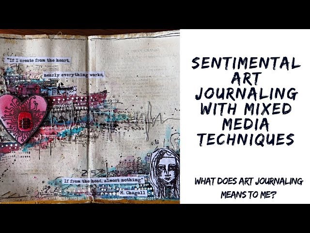 Sentimental Art Journal page  mixed media project for YouTube hop