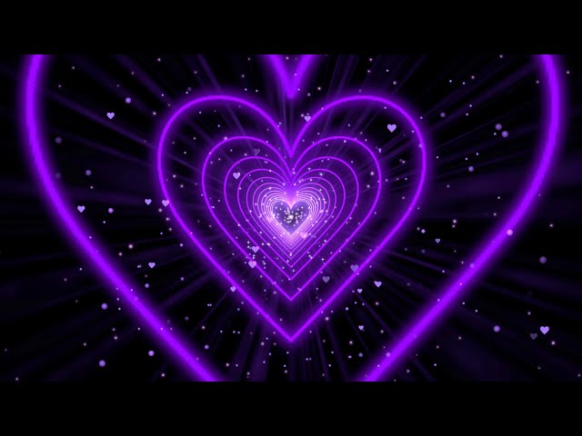 Neon Lights Love Heart Tunnel Background💜Purple Heart Background Video Loop [10 Hours] - 4K