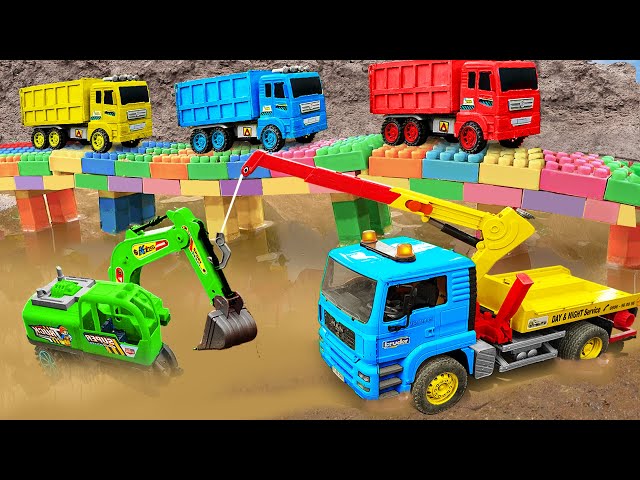 Bridge Construction Vehicles, Crane, Dump Truck Toys, Transport Vehicles - Funny Stories Car toys