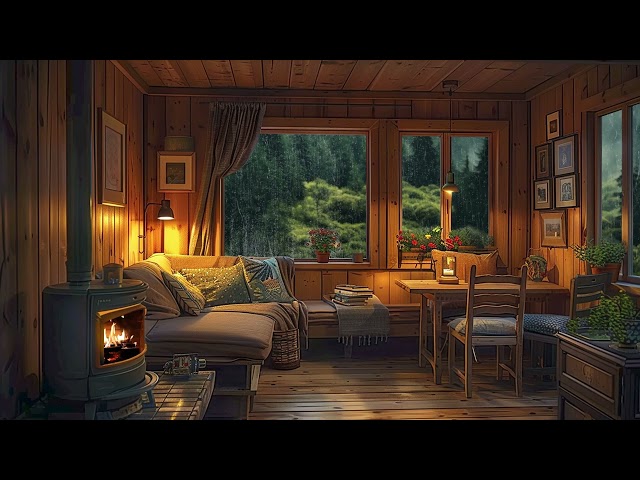 Cozy Cabin Rain Sounds for Deep Sleep 🔥 Soothing Rain Sounds & Fireplace Sounds to Relax, Sleeping