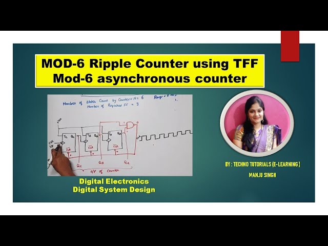 MOD 6 Counter | MOD 6 ripple counter using T flip flop | MOD 6 Asynchronous Up Counter Using TFF