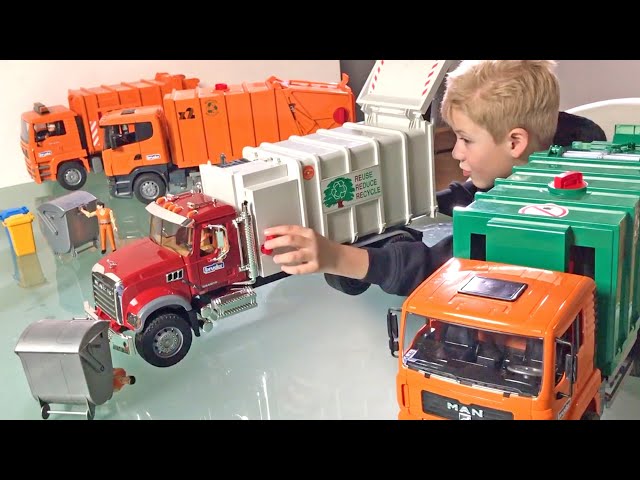 BRUDER mega GARBAGE TRUCKS! Bruder Toys Müllabfuhr LKW