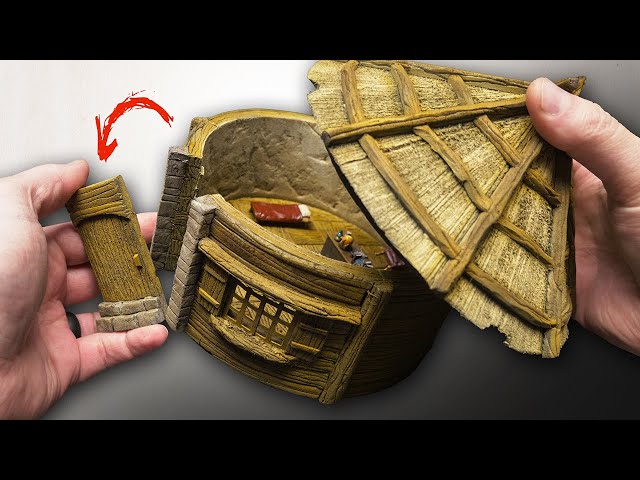 How to Make a Miniature Foam Hut with Removable Door & Thatch Roof